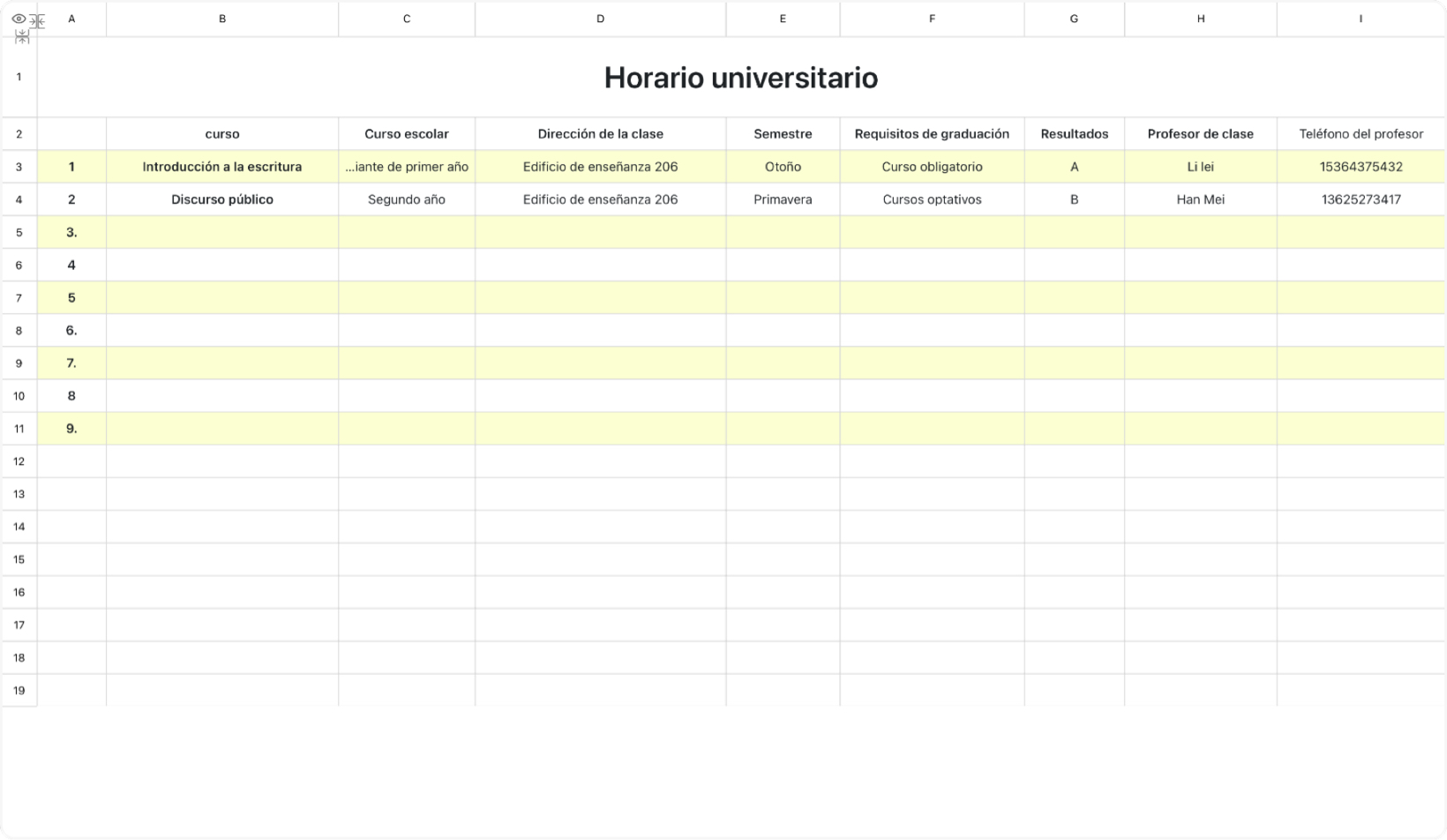 Plan de estudios universitario 1